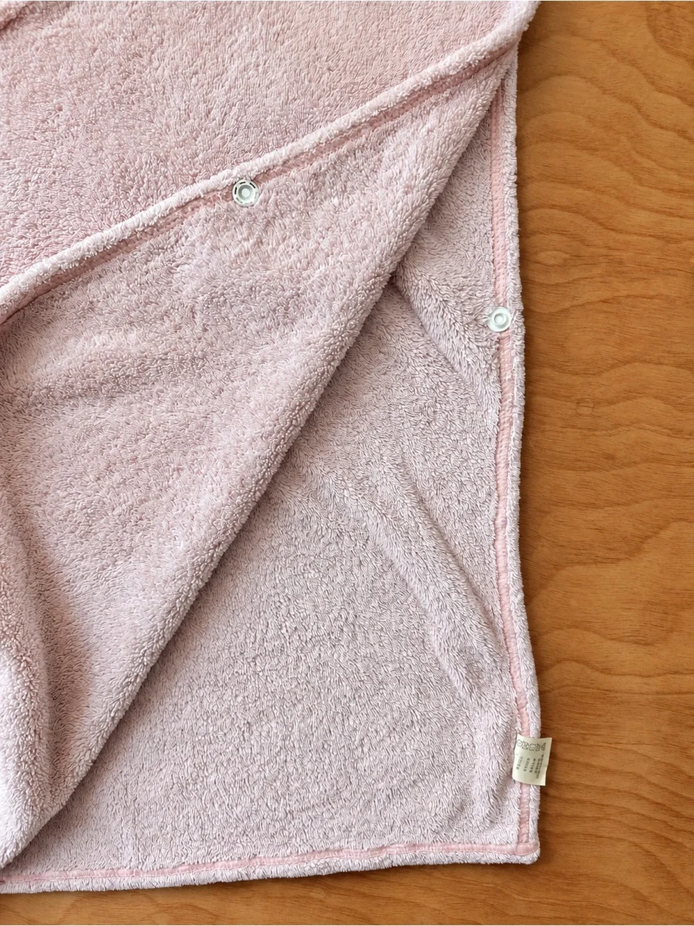 Baby Toddler Hooded Bath Towel Poncho Pink Bear Ears Snap Sides